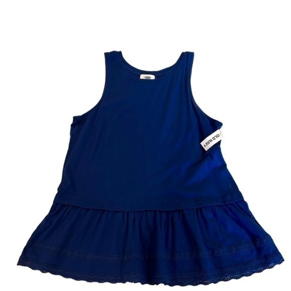 NWT Old Navy Peplum Lace Navy Tank Top
